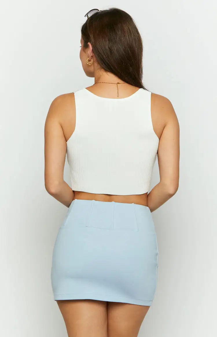 Talisha Baby Blue Corset Waist Mini Skirt