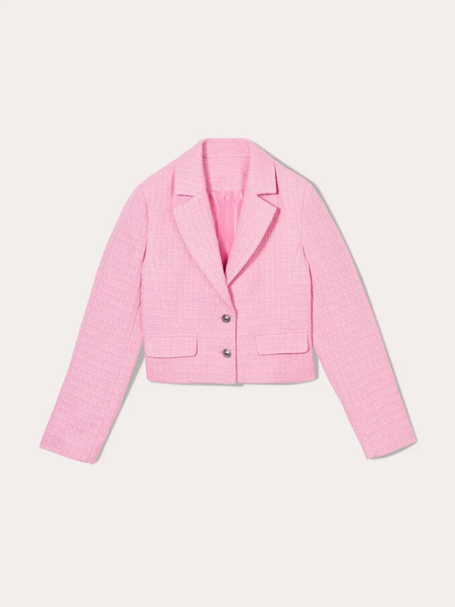 Veste droite boutonnée rose clair femme