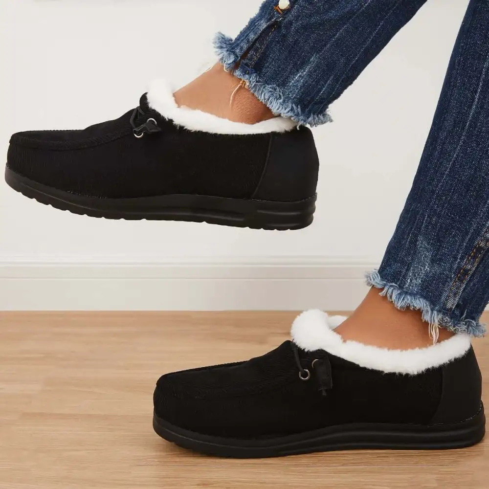 Flat Slip-On Bootie Warm Lining Ankle Snow Boots