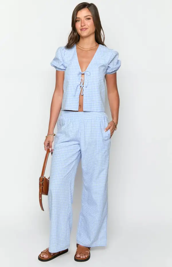 Lunya Blue Gingham Pants