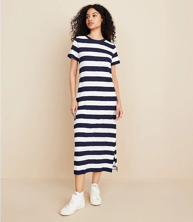 Lou & Grey Striped Soft Slub Midi Tee Dress