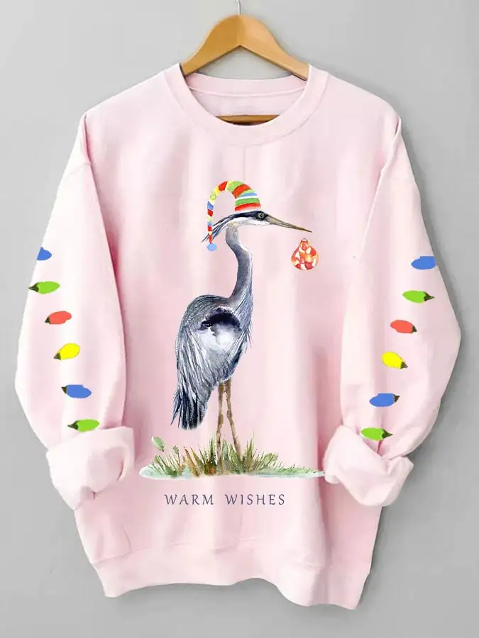 Women's great blue heron Christmas sweatshirt