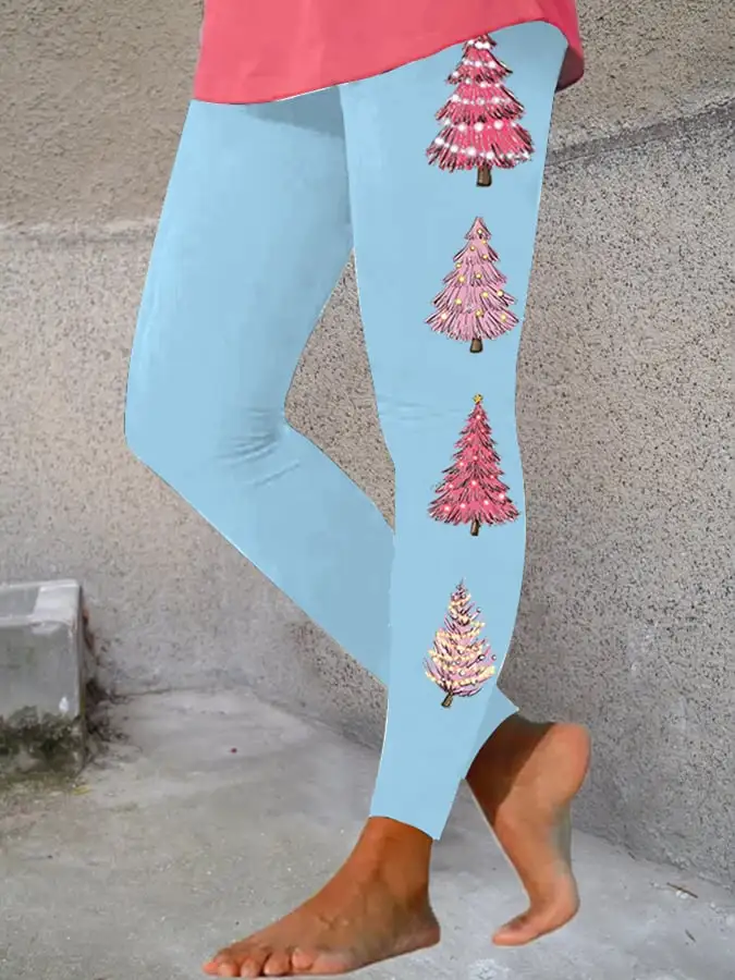 Women's Pink Tree Print Leggings