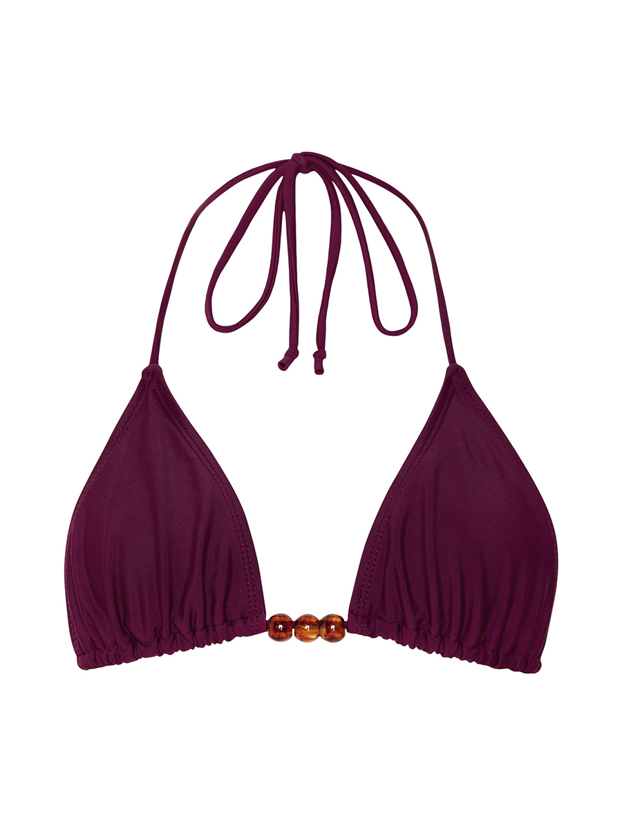 Burgundy Pami Beaded Bikini Top