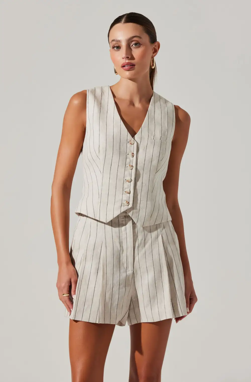 Kaiko Pinstripe Linen Vest