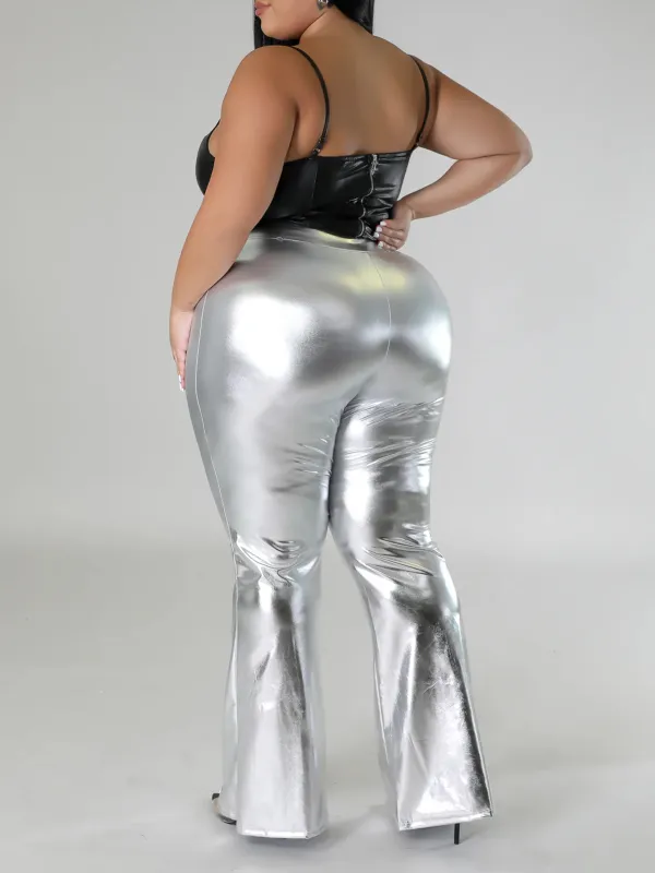 Plus-Size Fashion Women'S Glossy Pants