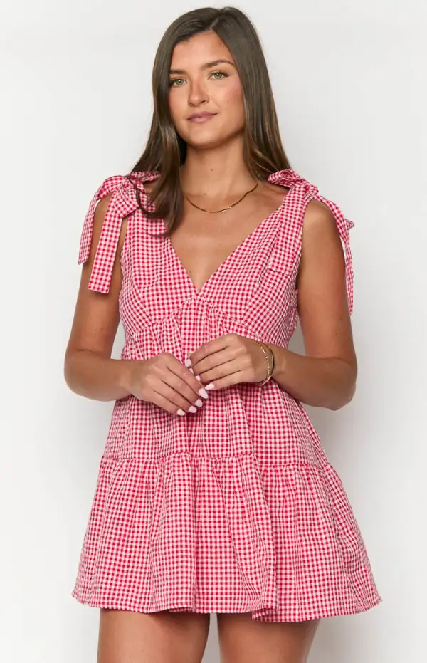 Angel Girl Red Gingham Mini Dress