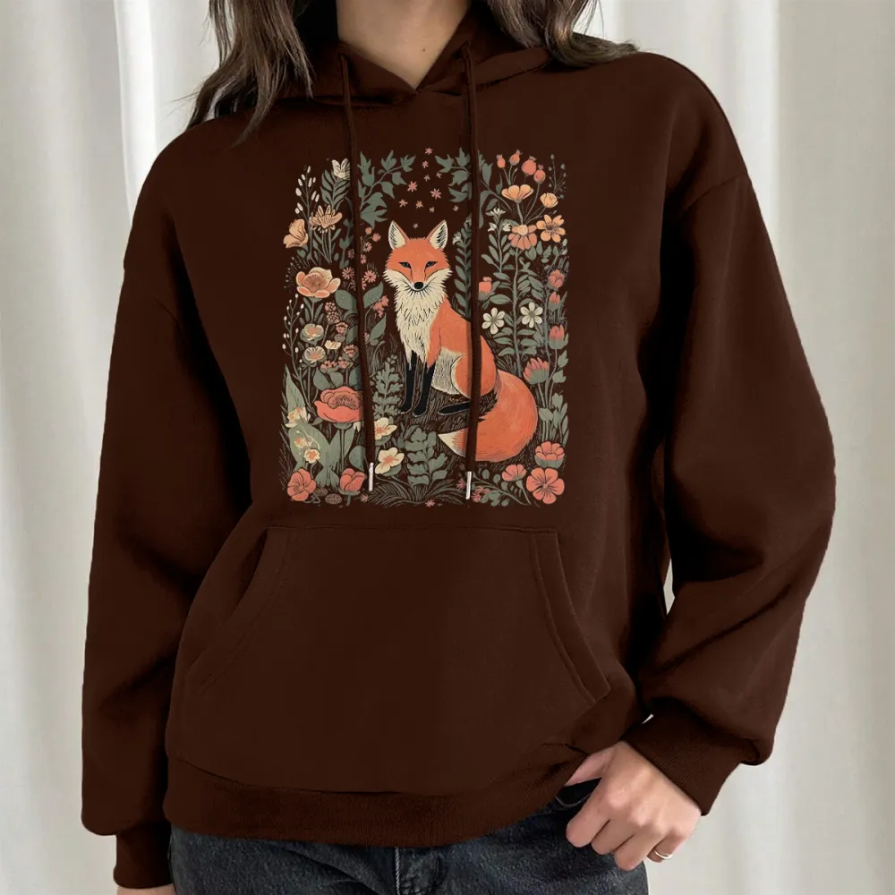 FOX PATTERN PRINTED HOODIE