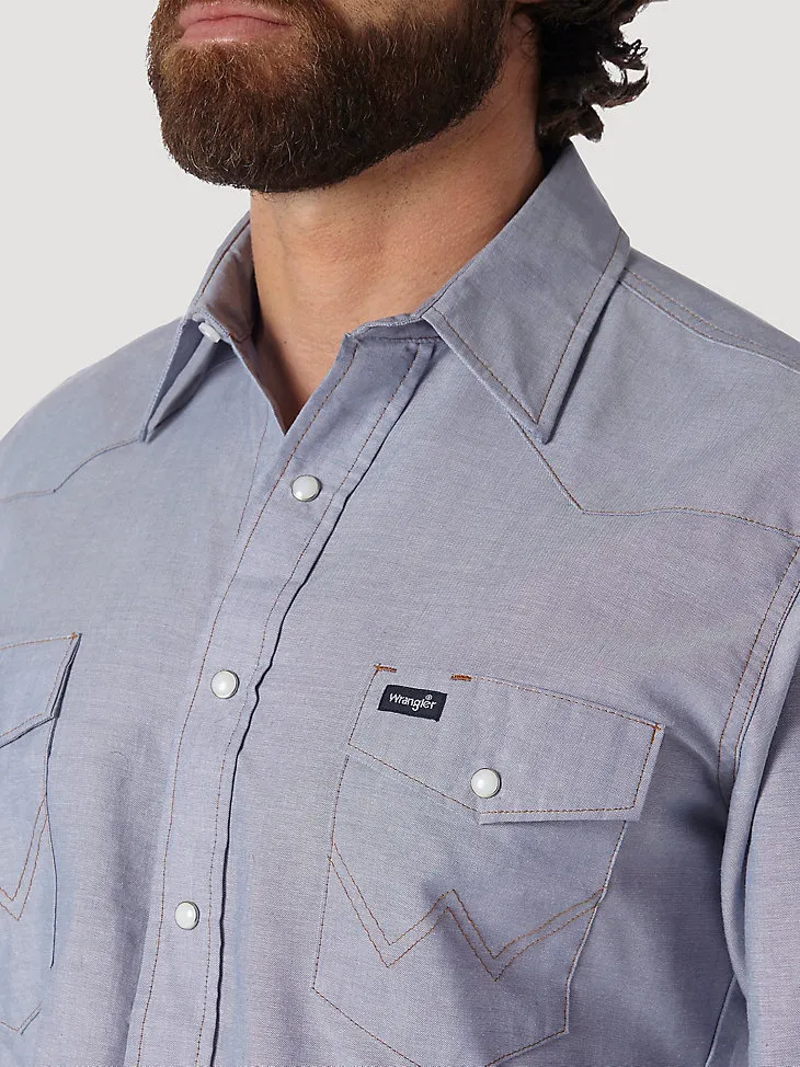 COWBOY CUT® WORK WESTERN RIGID DENIM LONG SLEEVE SHIRT IN RIGID INDIGO