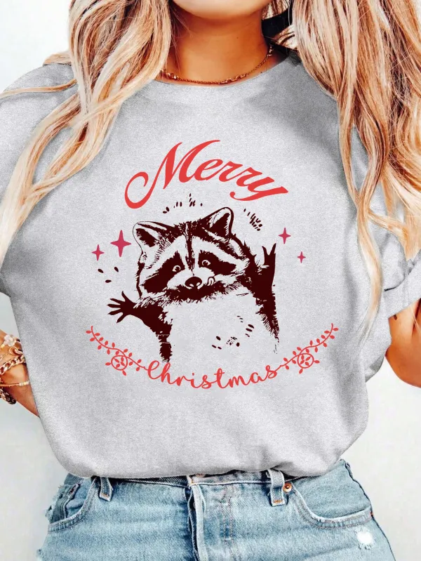 Christmas raccoon Lady T-shirt