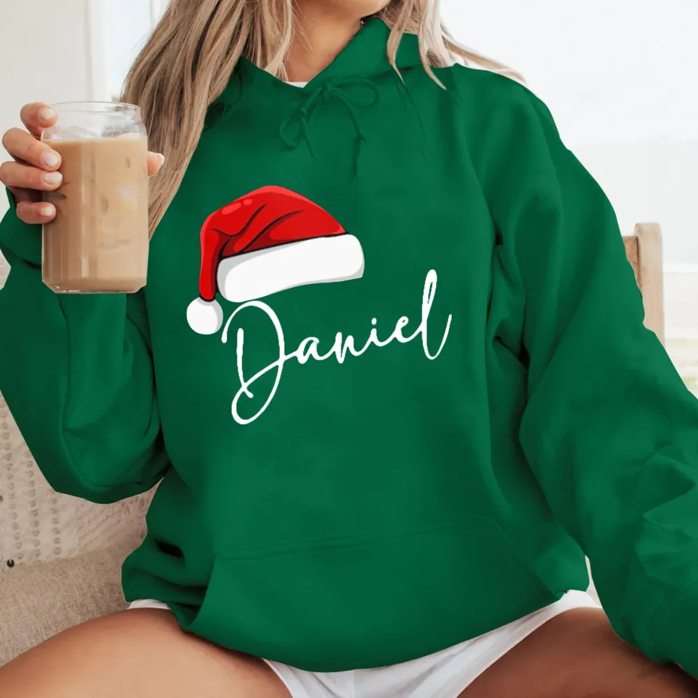 Women's Casual Santa Hat Print Hoodie