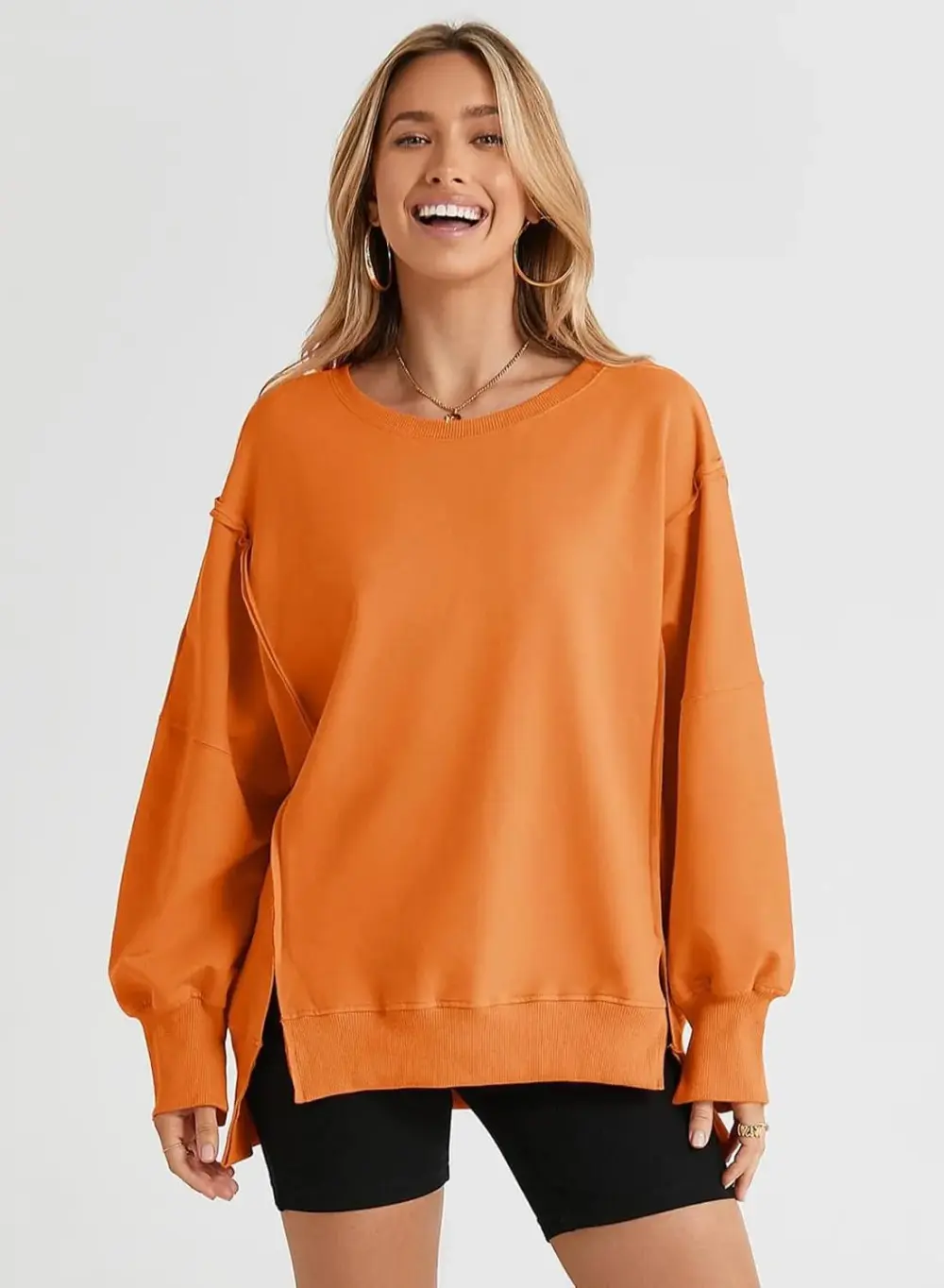 Oversized Reverse Seam Sweatshirt Long Sleeve Crewneck Pullover