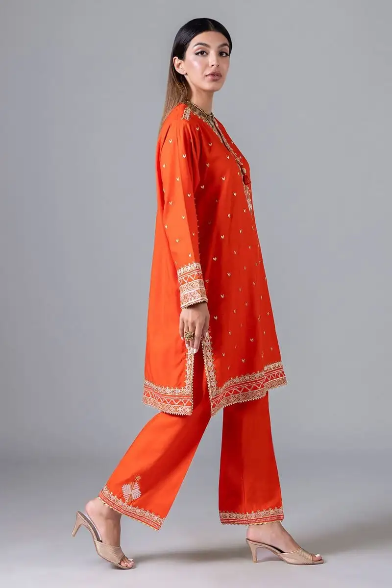 2 Piece | Kurta & Pants | Color Orange