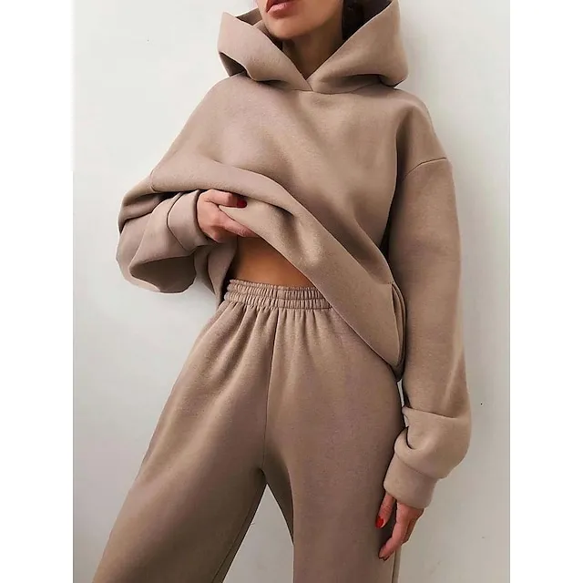 Women's Tracksuit Sweatsuit 2 Piece Street Winter Long Sleeve Fleece Thermal