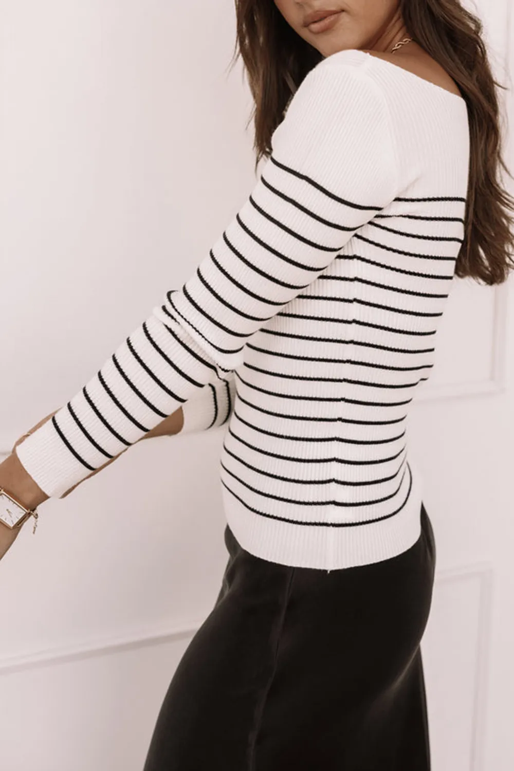 KIERSTEN KNIT TOP - WHITE BLACK