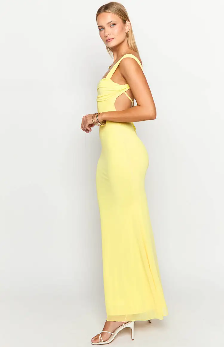 Beverley Yellow Mesh Maxi Dress