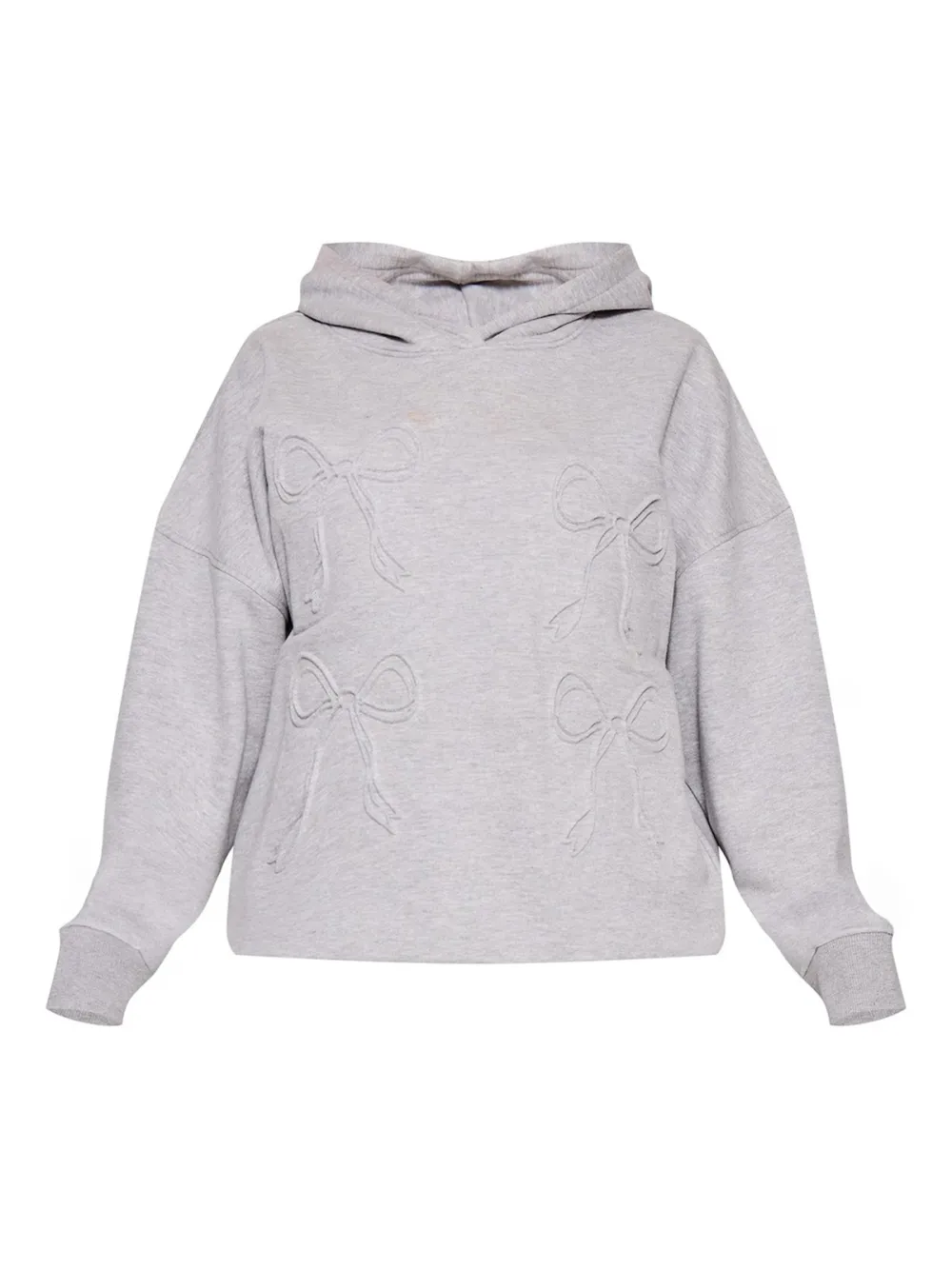 Grey Marl Embossed Bow Detail Hoodie