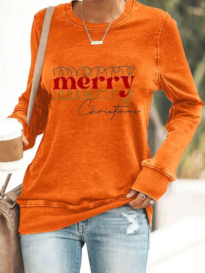 Women's Merry Christmas Printed Sweatshirt