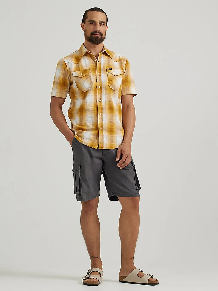 MEN'S SHORT SLEEVE PLAID SHIRT IN SEQUOIA