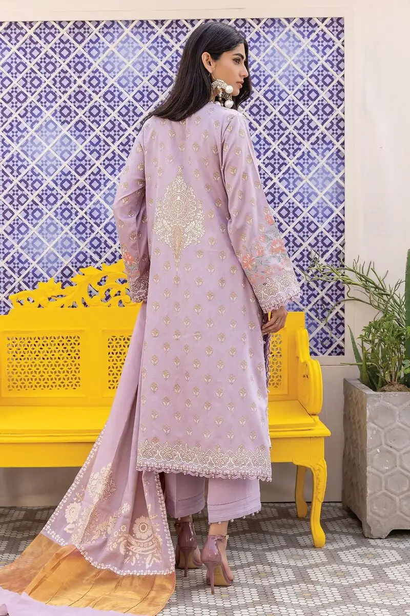 3 Piece Kurta Embroidered | Dupatta& Bottom & Tops | Color Lilac