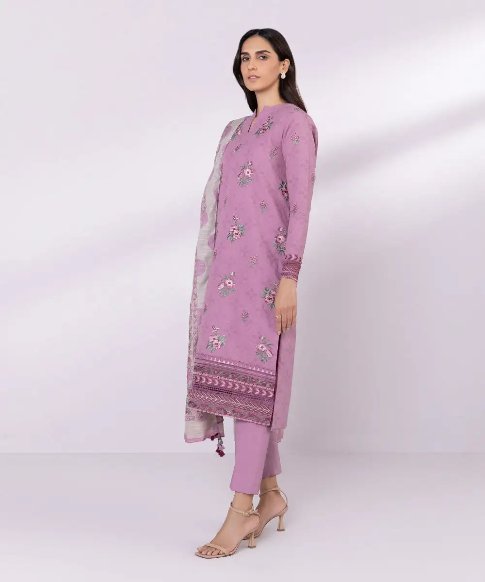 3 Piece - Embroidered Jacquard Suit