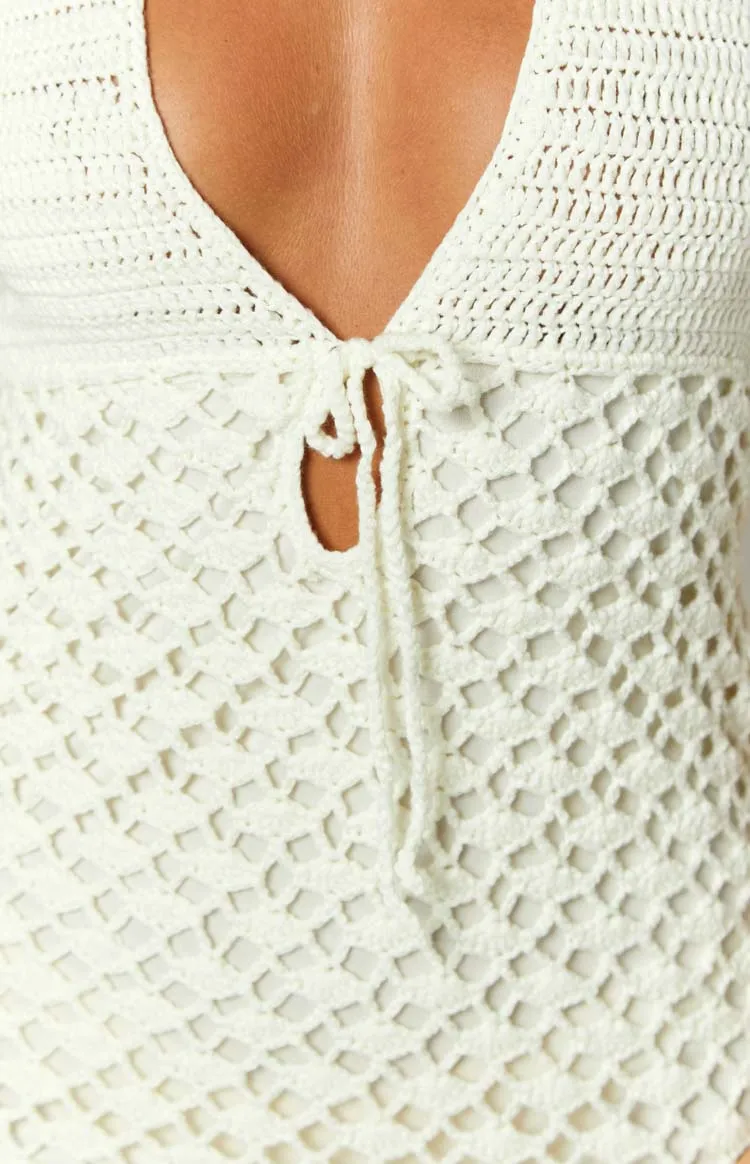 Tulip Cream Crochet Mini Dress