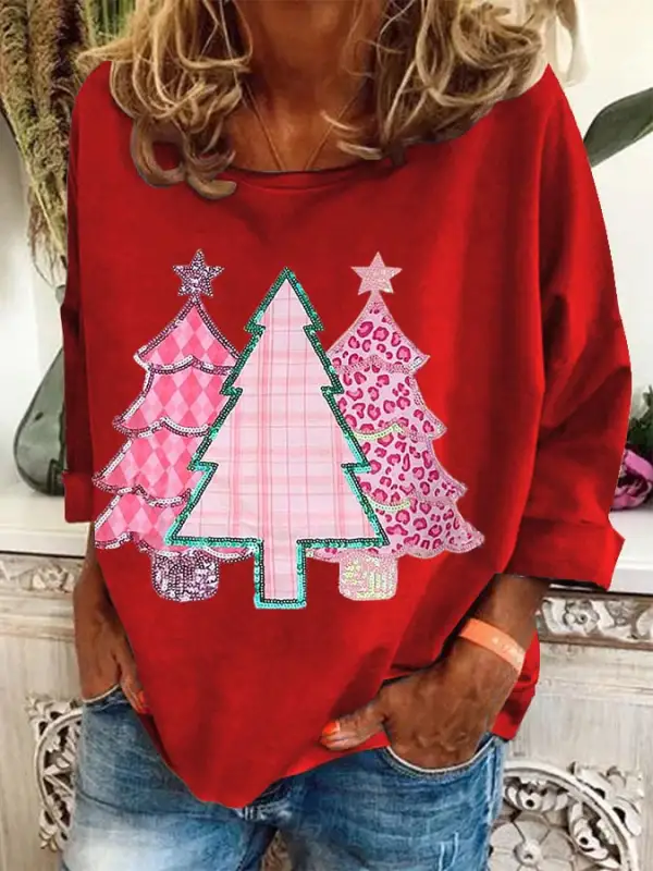 Women's Christmas Tree Print Sweatshirt