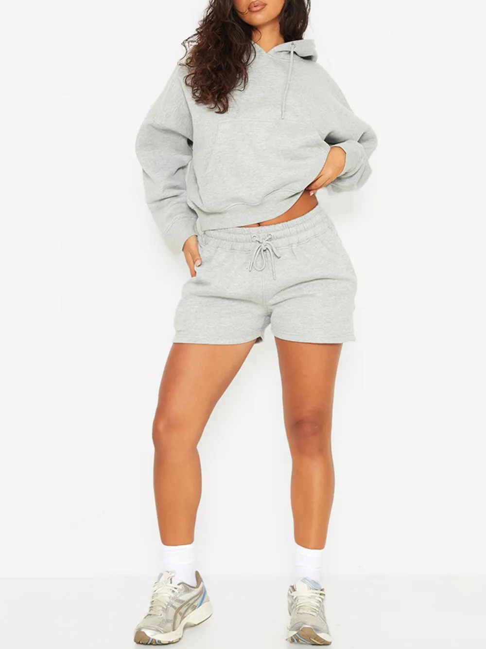 Grey Embossed Detail Shorts