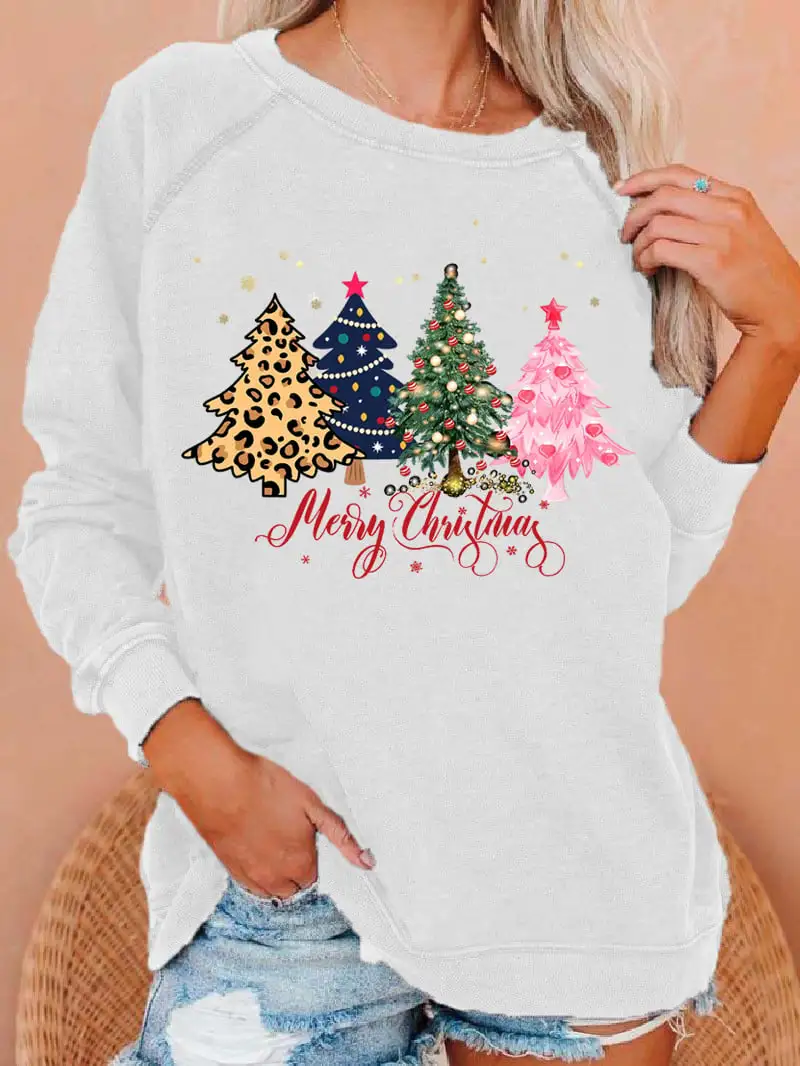 Women's   Tree Merry   Print Sweatshirt