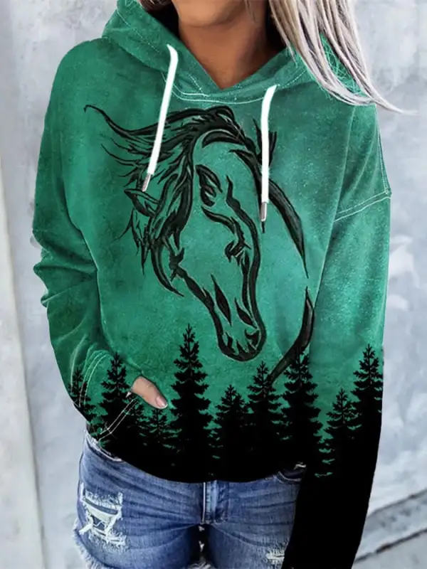 🔥Buy 3 Get 10% Off🔥Women'S Western Horse Art Print Hoodie