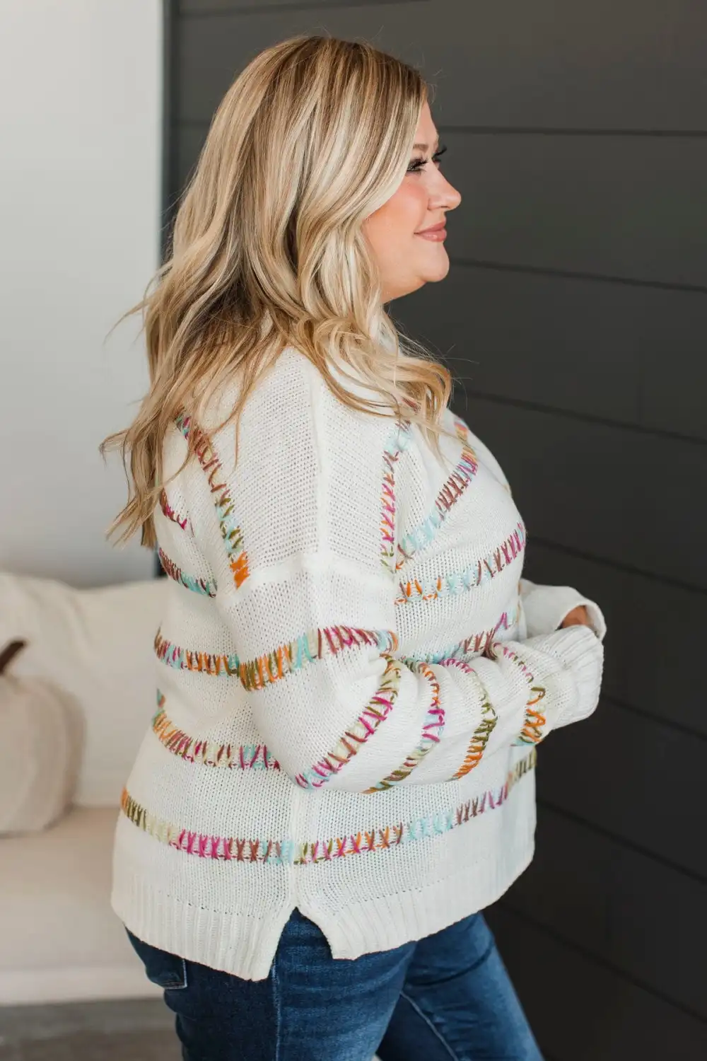 All We Have Striped Knit Sweater- White