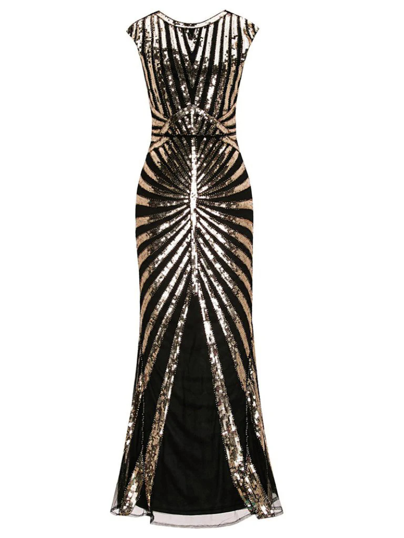 BLACK 1920S SEQUIN FLAPPER DRESS - US ONLY