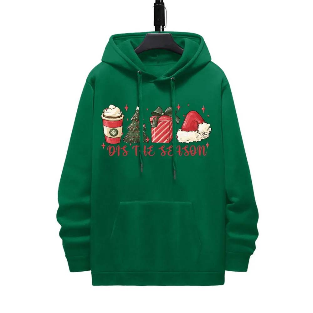 DIS THE CHRISTMAS SEASON DESIGNED PATTERN PRINTED HOODIE