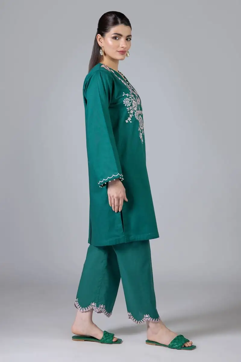 2 Piece | Kurta & Pants | Color  Dark green