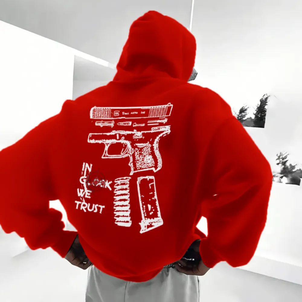 Mens In Glock We Trust Hoodie,Long Sleeve, Size S-3XL