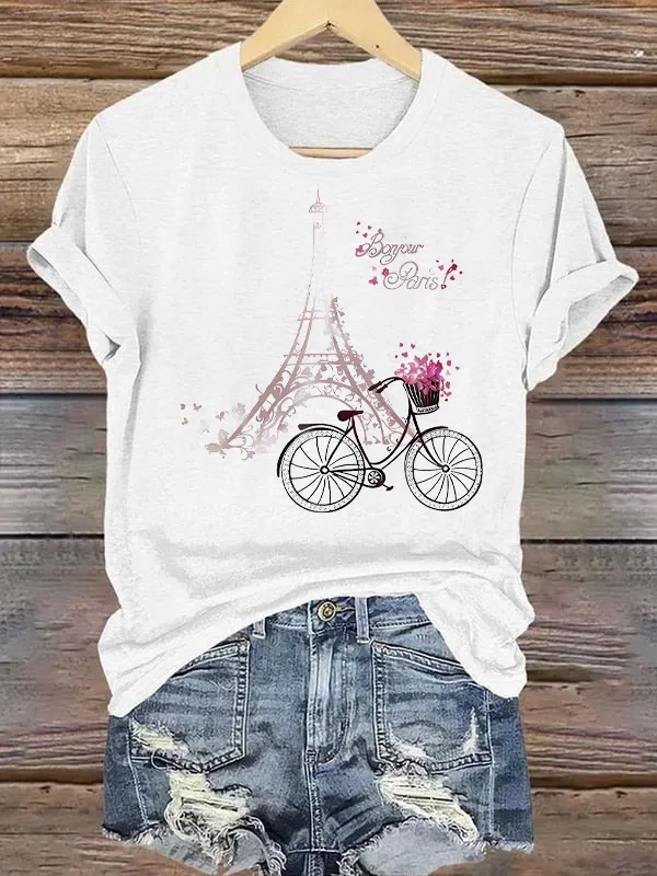 Eiffel Tower Bicycle French Tee