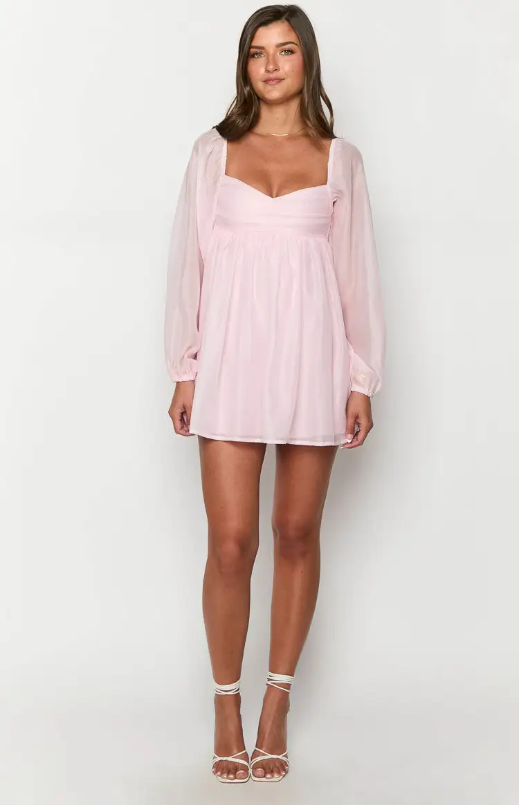 Narla Pink Long Sleeve Mini Dress