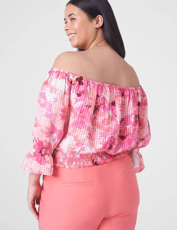 Classic Crop Off-The-Shoulder Chiffon Top