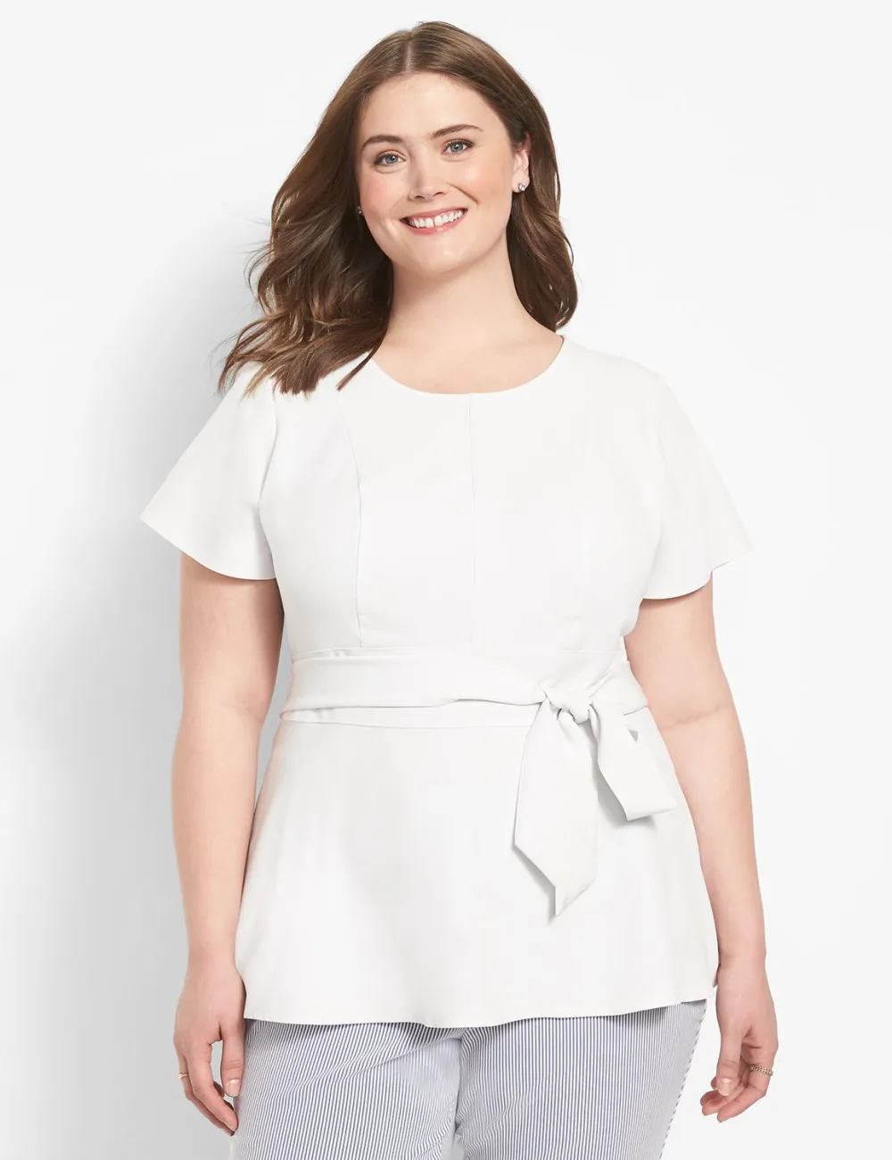 Fitted Short-Sleeve Crew-Neck Lena Top