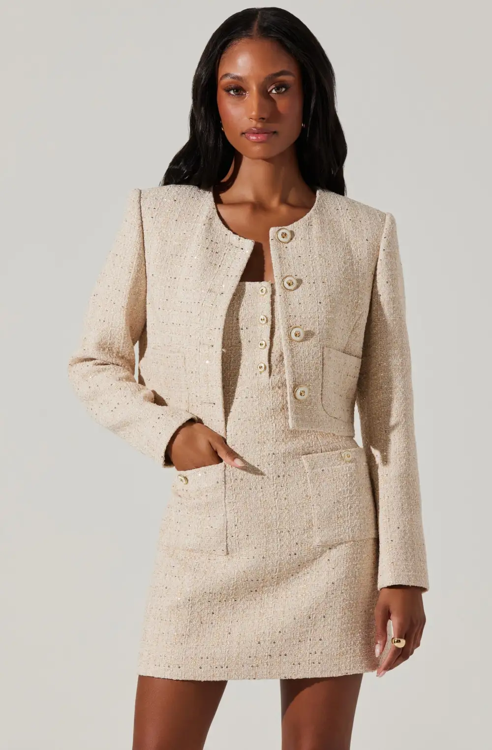 Milena Cropped Tweed Jacket