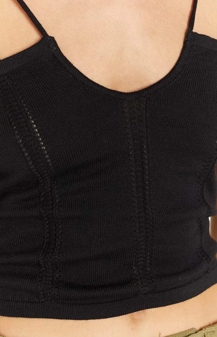 Chloe Black Knit Crop Top