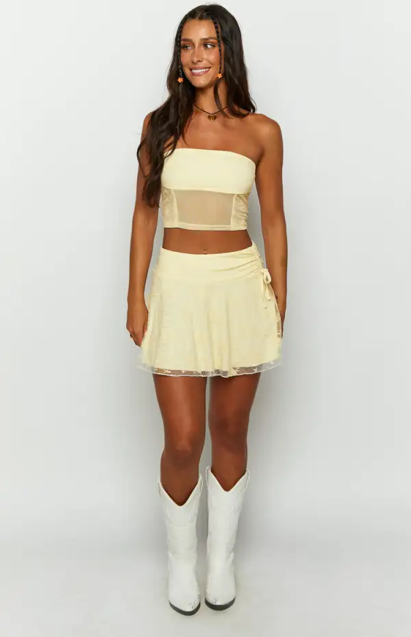 Stay Yellow Mesh Mini Skirt