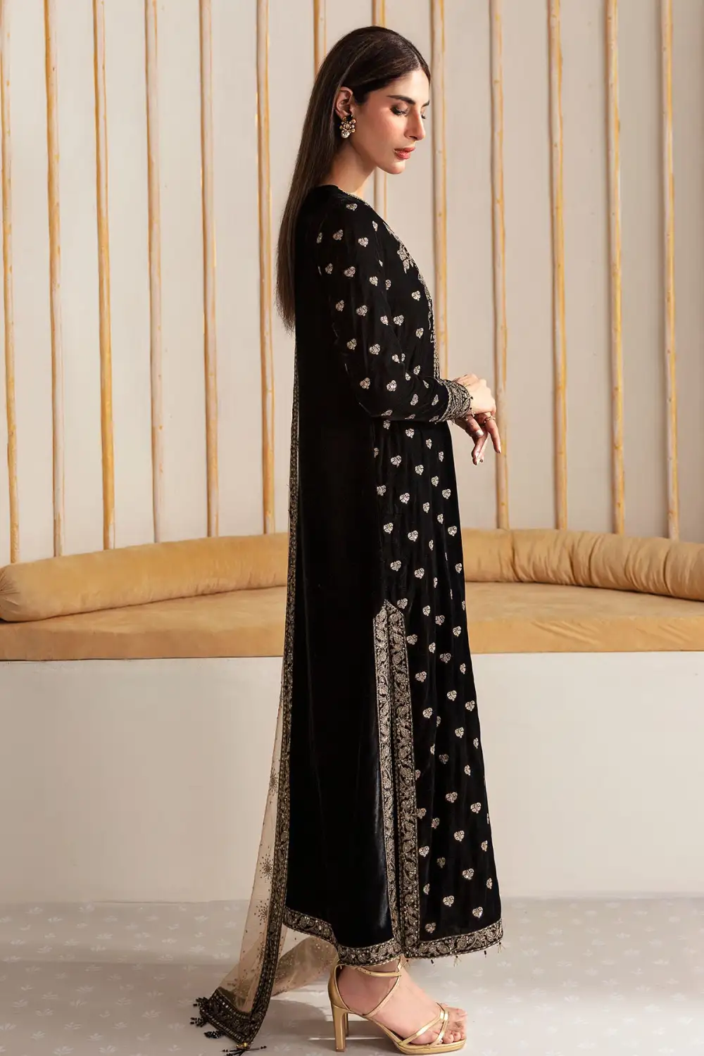 Embroidered Velvet Formal Sets