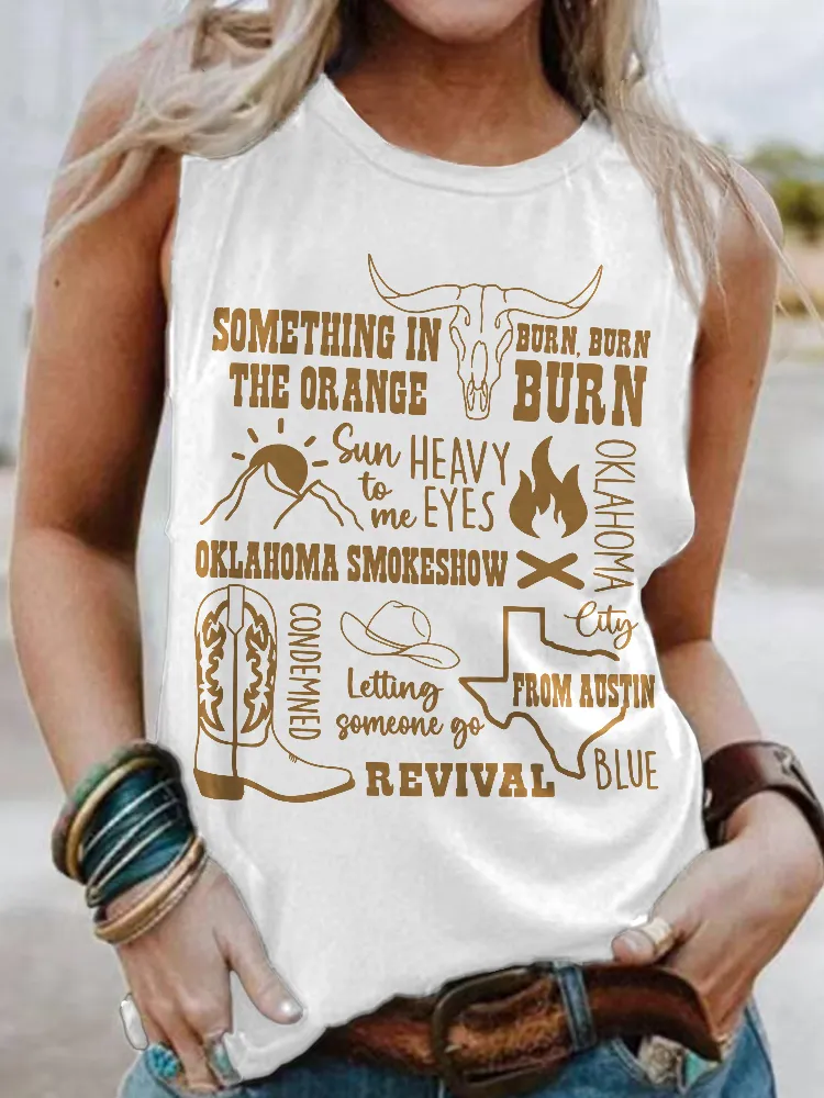 Country Music Song Print Vintage Tank Top