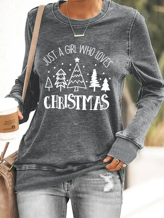 Women's Just A Girl Who Loves Christmas Sweatshirt