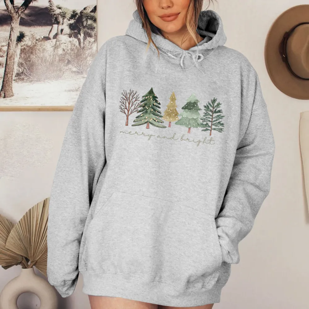 Women's Christmas Tree Print Hoodie