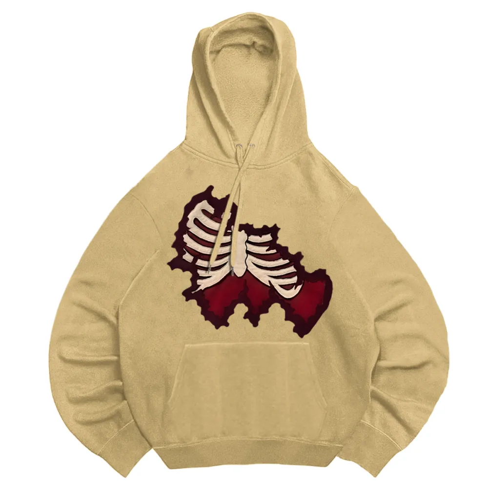 Hooded basic skeleton sweatshirt