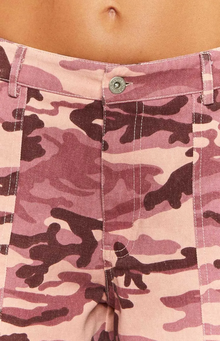 Hazel Pink Camo Low Waisted Shorts