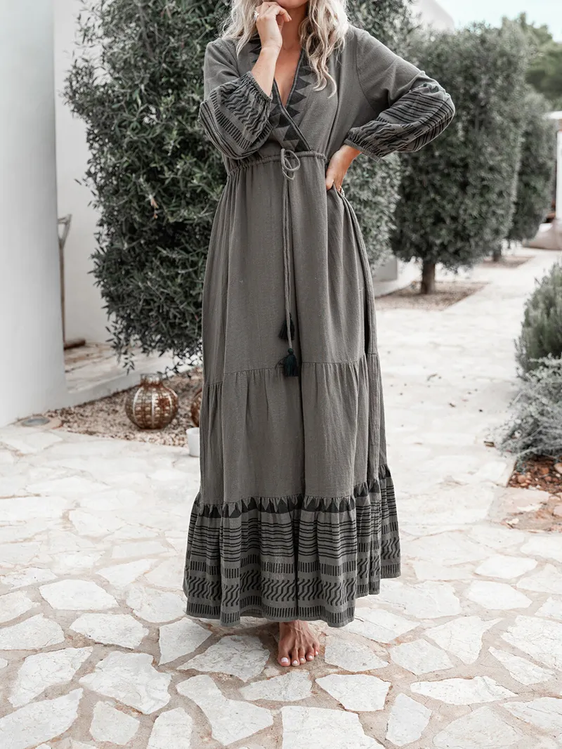 Holiday style long sleeved dress