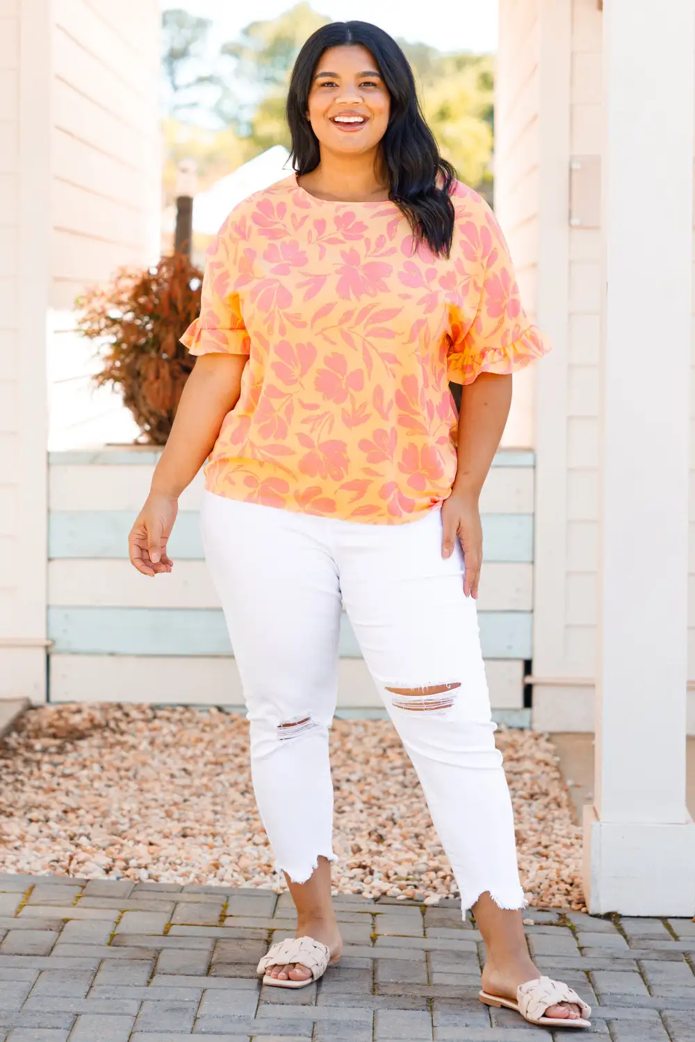 Still In Love With You Top, Apricot Floral